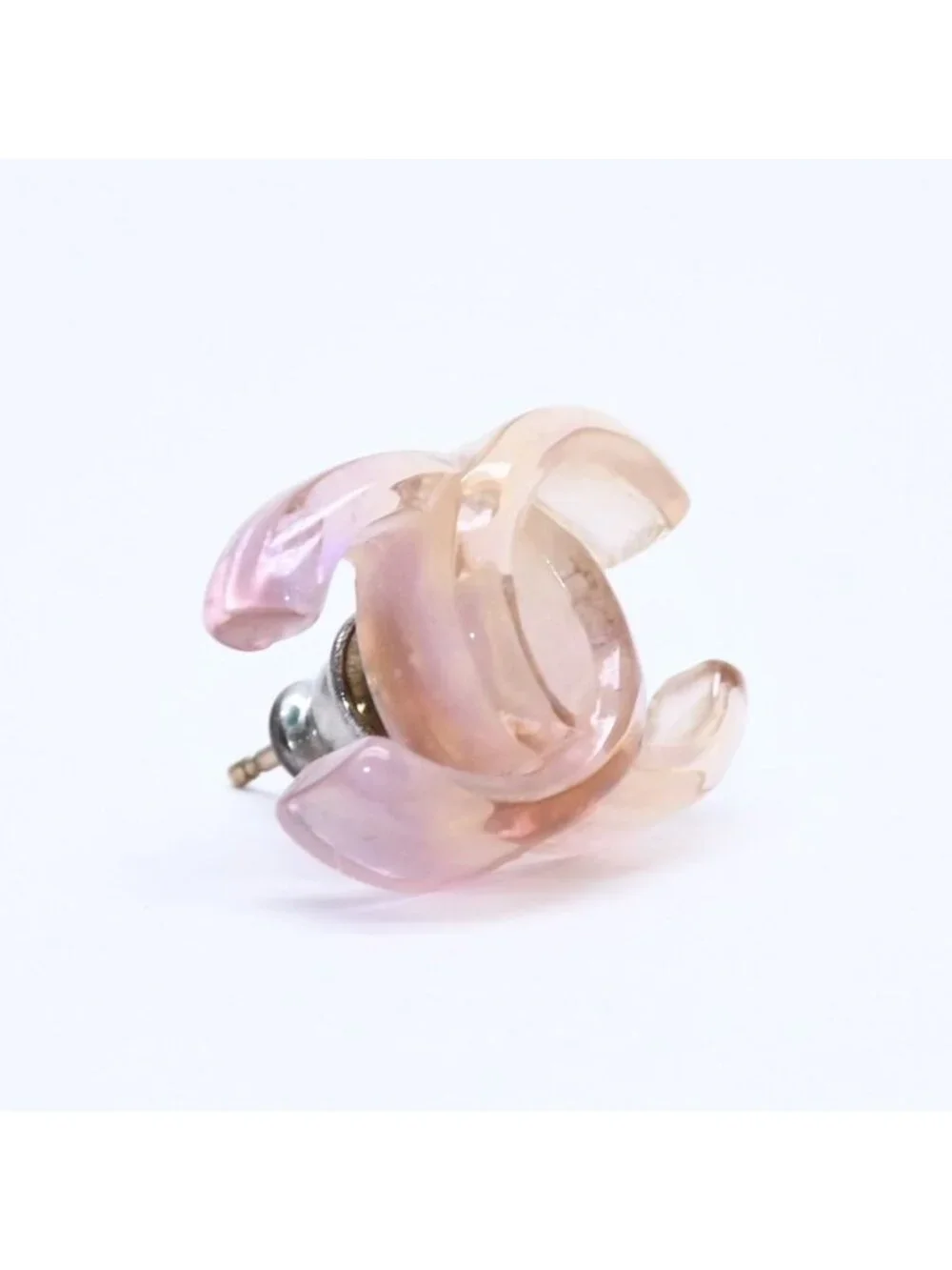 Chanel CC Logo Earrings 02 Resin Metal Purple Brown Gradient